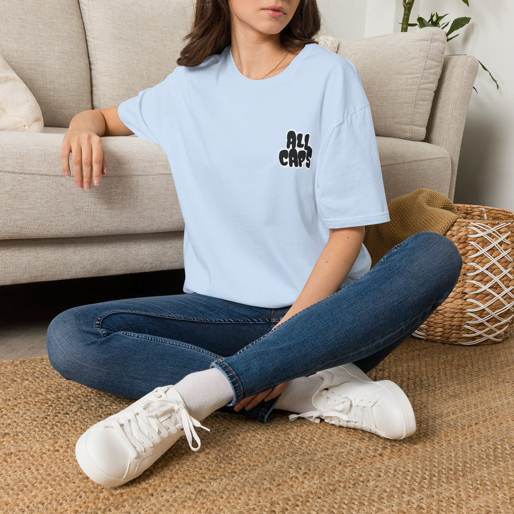 All Caps Graphic T-Shirt — Minimal Retro Pocket Logo Tee