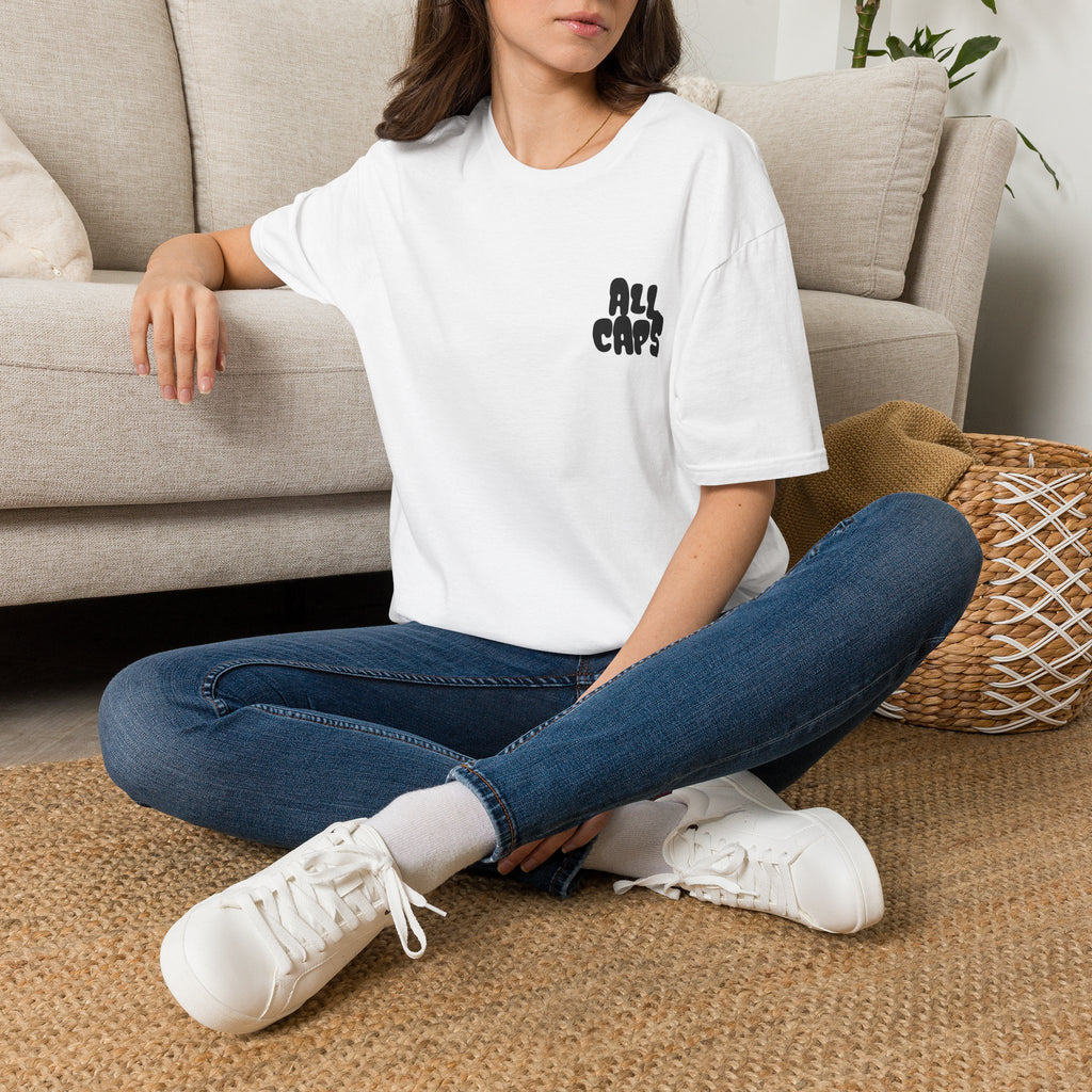 All Caps Graphic T-Shirt — Minimal Retro Pocket Logo Tee