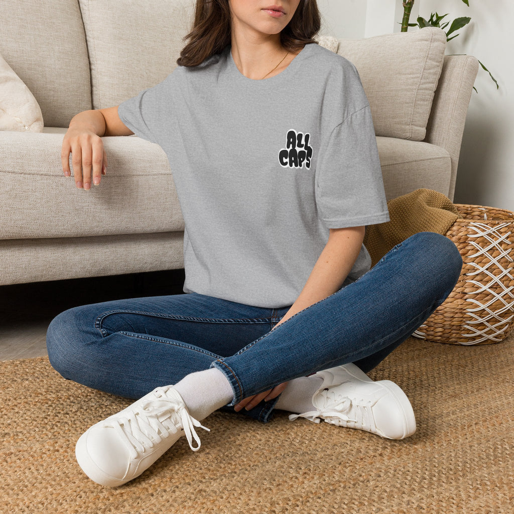 All Caps Graphic T-Shirt — Minimal Retro Pocket Logo Tee