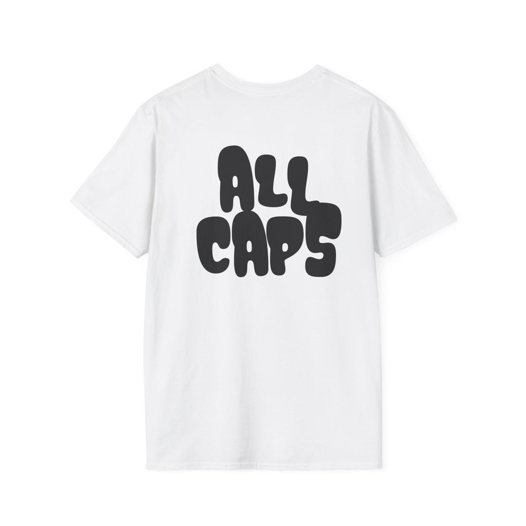 All Caps Graphic T-Shirt — Minimal Retro Pocket Logo Tee