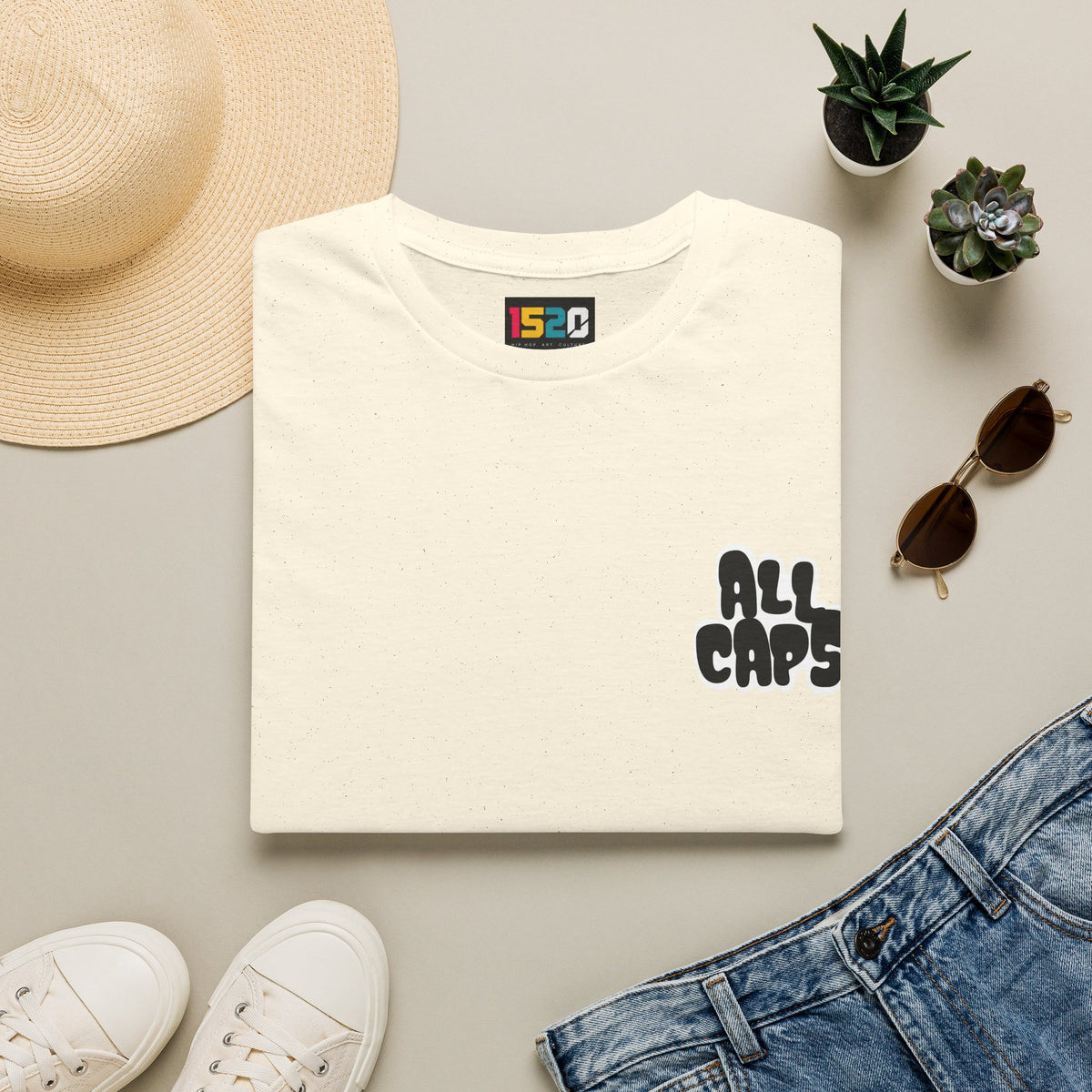 All Caps Graphic T-Shirt — Minimal Retro Pocket Logo Tee