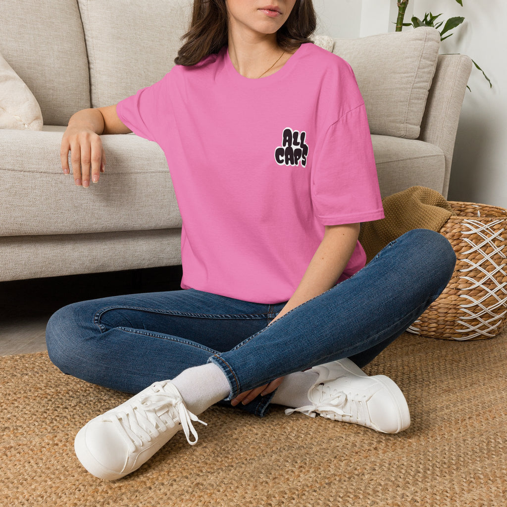 All Caps Graphic T-Shirt — Minimal Retro Pocket Logo Tee