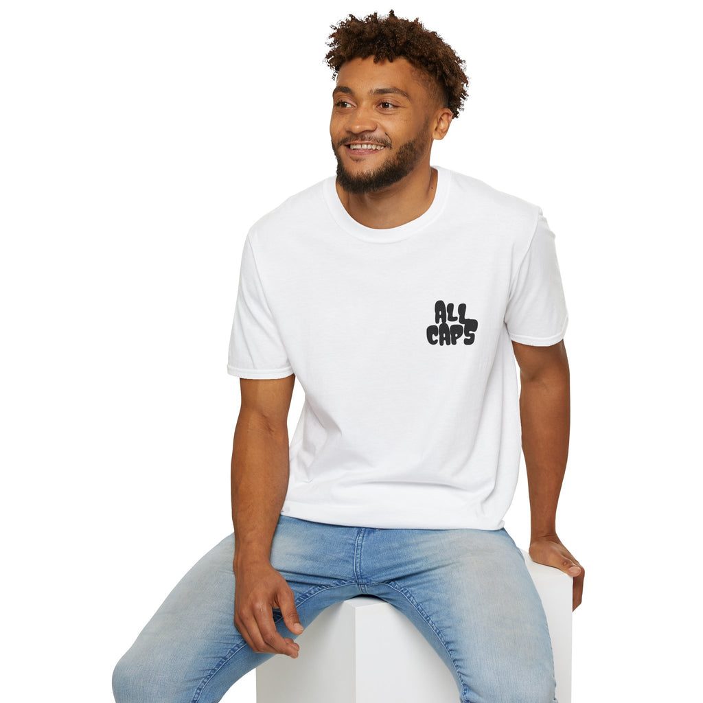 All Caps Graphic T-Shirt — Minimal Retro Pocket Logo Tee