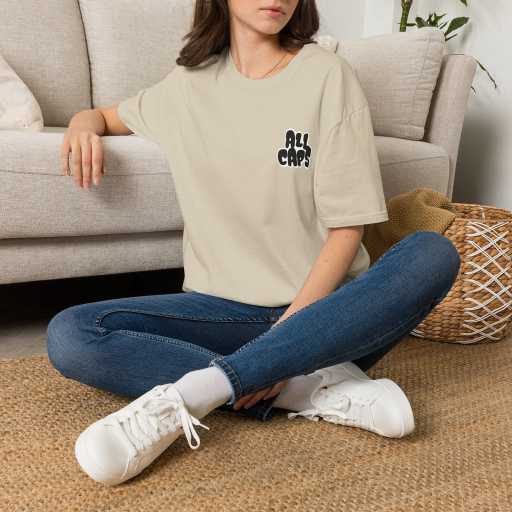 All Caps Graphic T-Shirt — Minimal Retro Pocket Logo Tee