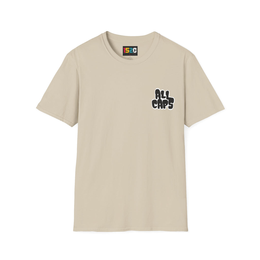 All Caps Graphic T-Shirt — Minimal Retro Pocket Logo Tee